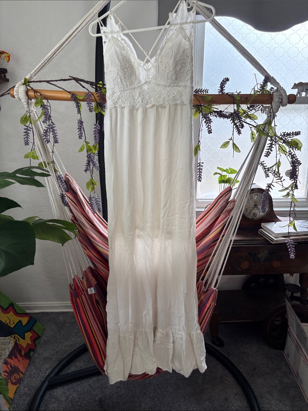 Blue Rain Ivory Lace Bodice Maxi Dress